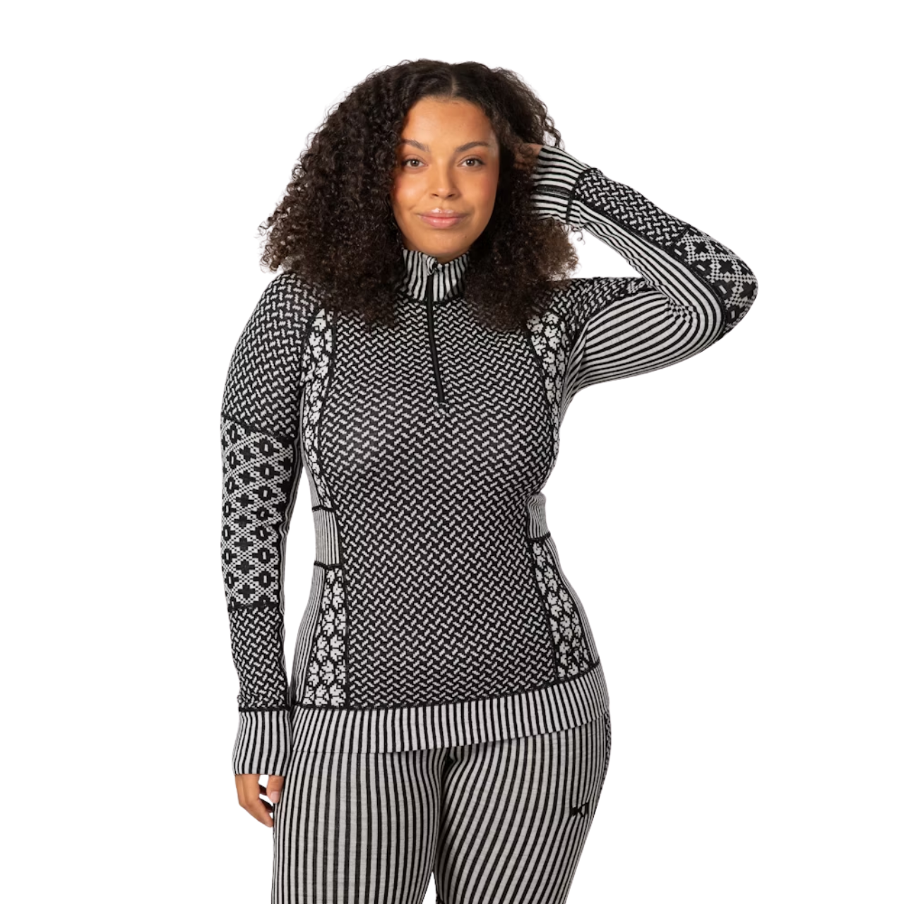 Kari Traa Smekker Half-Zip Baselayer - 100% Merino Wool Black