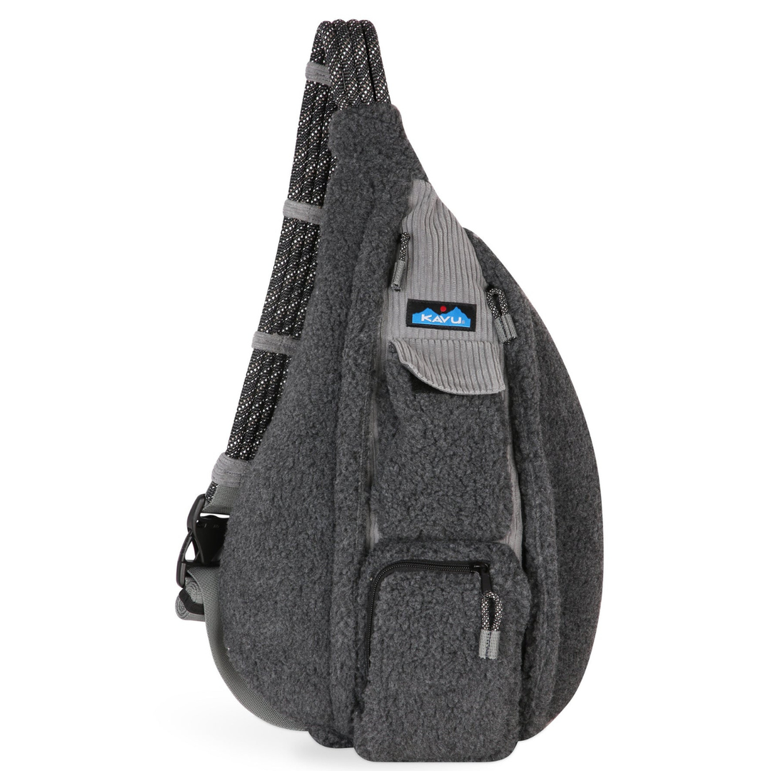 Kavu Gray Sherpa Fleece Rope Cord Bag  Outdoor Hiking Travel Kavu Mini Rope Sling Bag – Trailful Outdoor Co main image 4