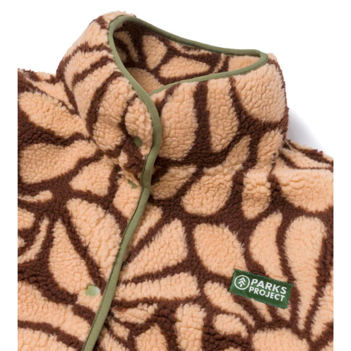 Parks Project Desert Wildflowers High Pile Women's Fleece Jacket - Cream and Brown