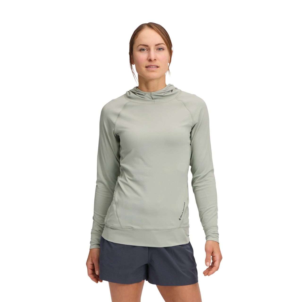 Black Diamond Women's Long Sleeve Alpenglow Hoody in Agave