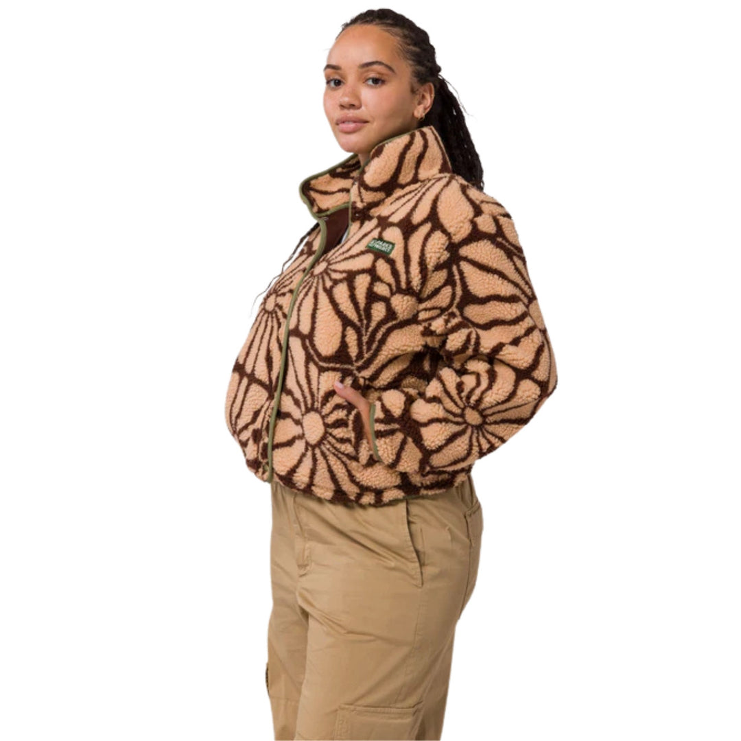 Parks Project Desert Wildflowers High Pile Women's Fleece Jacket - Cream and Brown