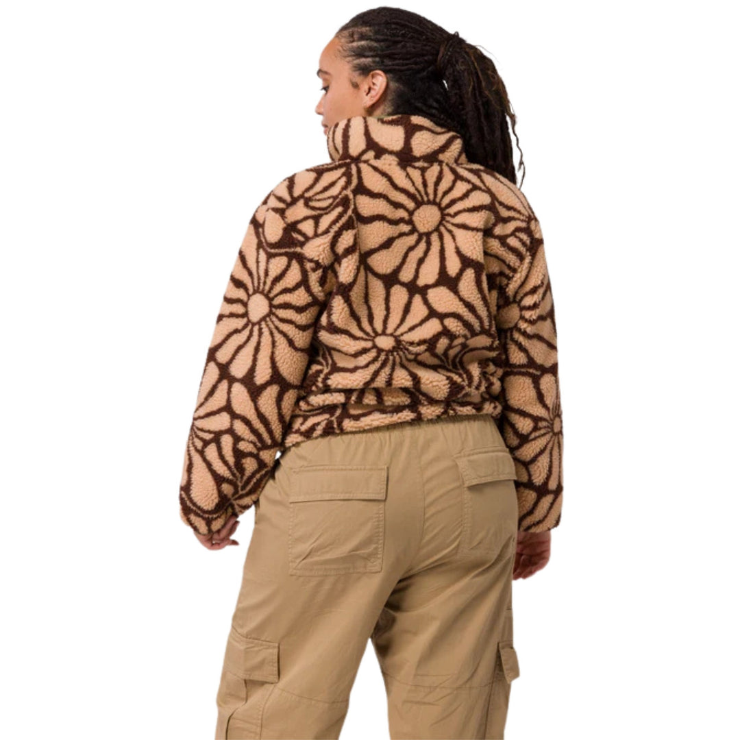 Parks Project Desert Wildflowers High Pile Women's Fleece Jacket - Cream and Brown