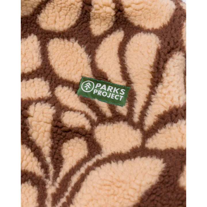 Parks Project Desert Wildflowers High Pile Women's Fleece Jacket - Cream and Brown