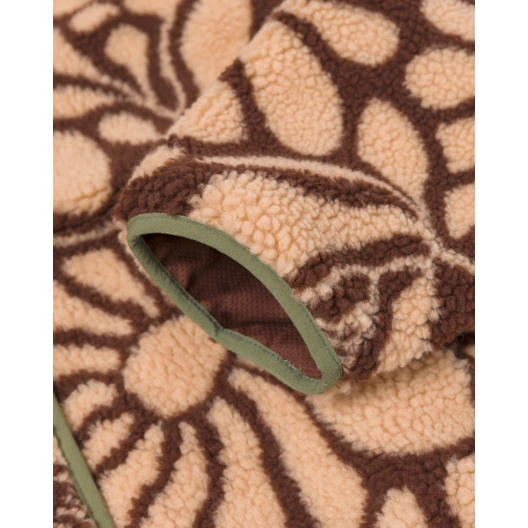 Parks Project Desert Wildflowers High Pile Women's Fleece Jacket - Cream and Brown